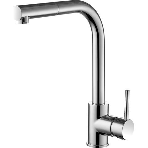 Nuie Zansar Pull Out Kitchen Sink Mixer Tap Single Lever Handle - Brushed Nickel