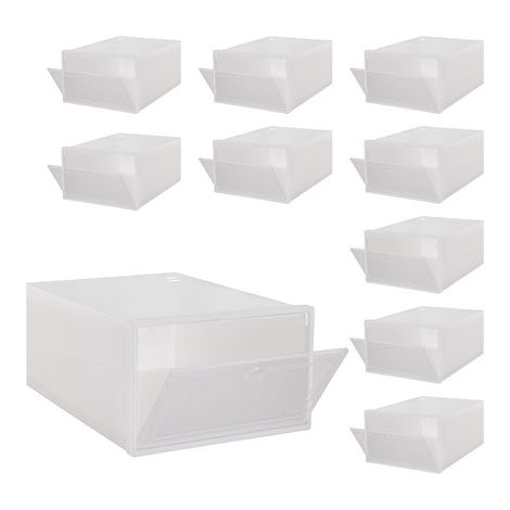 Scatola per scarpe con coperchio, 33x23,5x13,5 cm, organizer bianco, set da 10 pezzi. (1/5)