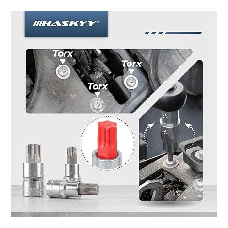 16 Piece Torx Socket Set I Nut Set I T30-T70 55mm Long I E10-E20 39mm Long (1/2)