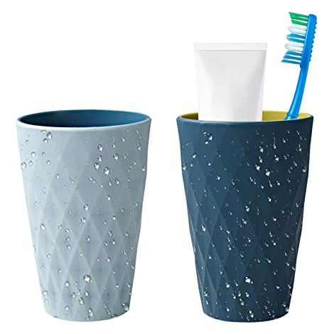 2PCS gobelet Salle de Bain, 400ml/13.5oz gobelet Plastique Design de Style Nordique, Solide et résistant à la Chute, adapté aux Adul (1/4)