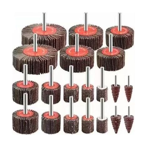 Houhence – Lot de 20 roues abrasives à lamelles grain 80 – Pour ponçage et polissage bois et métal – Compatible perceuses et meuleuses (1/5)