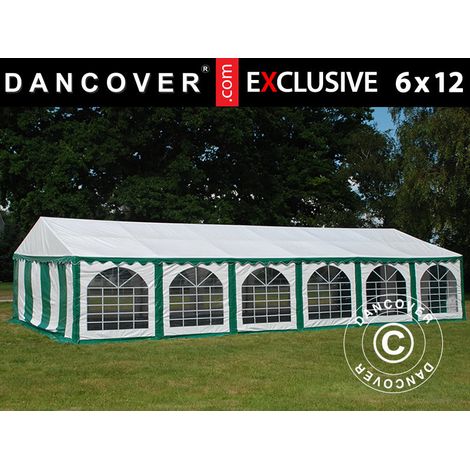 Marquee Exclusive 6x12 m PVC 900, Green/White - Dancover (1/2)