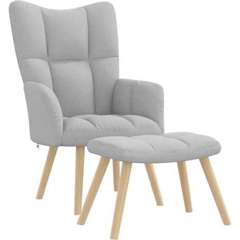 vidaXL Relaxing Chair with Footstool Cloud Grey Fabric (1/5)