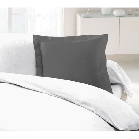 Lot de 2 Taies d'Oreillers 100% coton 63x63 cm - Gris foncé