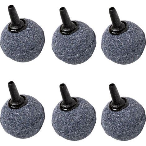 Pierre à Air pour Aquarium - Lot de 6 Pierres Sphériques en Fritté Haute Température - 50 mm (Embout Plastique) (1/3)