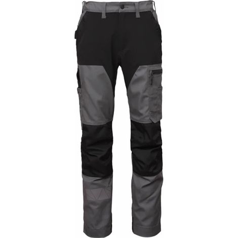 Pantalones de trabajo BoSafety Fusion, resistentes y duraderos, con inserciones elásticas, color negro y gris, talla 60. (1/4)