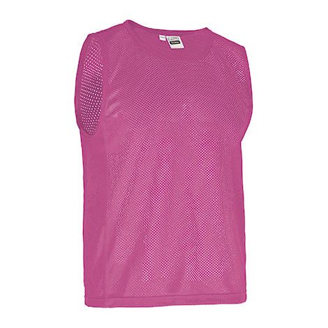 Peto deportivo multiusos con doble pespunte en cuello, bajo y sisas, tejido de rejilla 100% poliéster VALENTO TRAINING Adulto Rosa Magenta