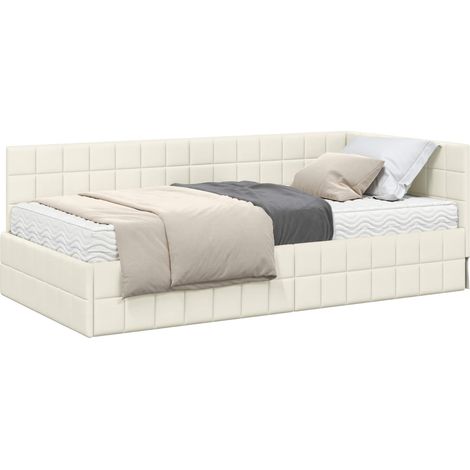 Maison Exclusive - Struttura Letto Angolare con Materasso 2 pcs Crema Velluto (1/5)