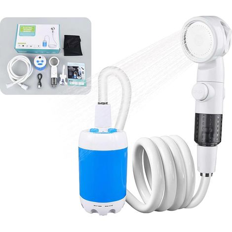 Pompe de douche portable pour le camping, pommeau de douche électrique rechargeable (avec affichage numérique)