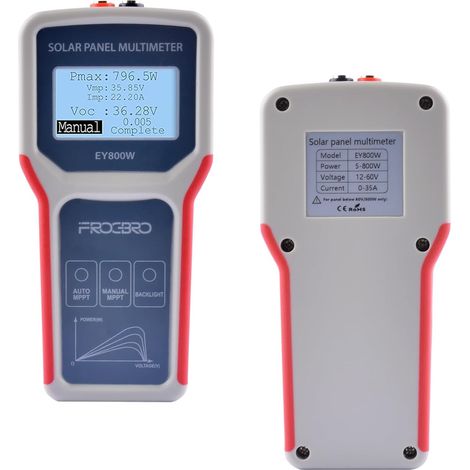 Testeur de Panneaux Solaires FB673PV, Multimètre Photovoltaïque 800W, Testeur MPPT Intelligent avec Écran LCD Clair, Outil de Diagnostic pour Tension en Circuit Ouvert (EY800W) (1/5)