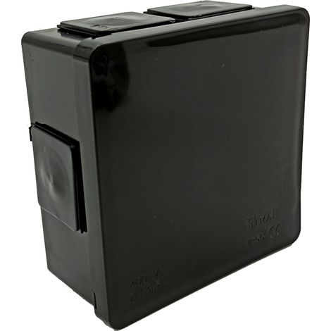 Caja de montaje en superficie, hermética, negra, de encaje a presión, 86x86x40 mm, IP55, Viplast 00255 (1/5)