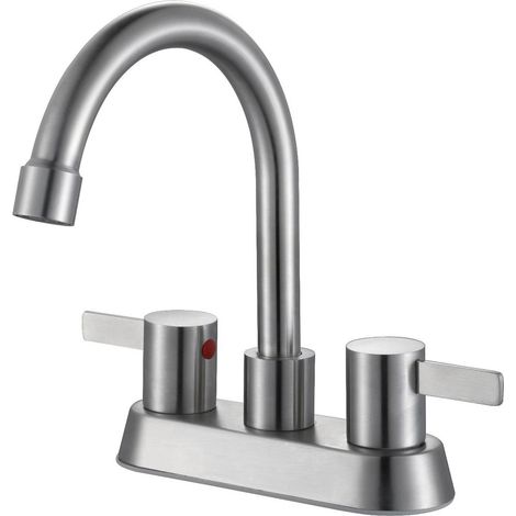 Moderne Badezimmerarmatur mit 4-Zoll-Mittenabstand, Zweilocharmatur für Warm- und Kaltwasser
