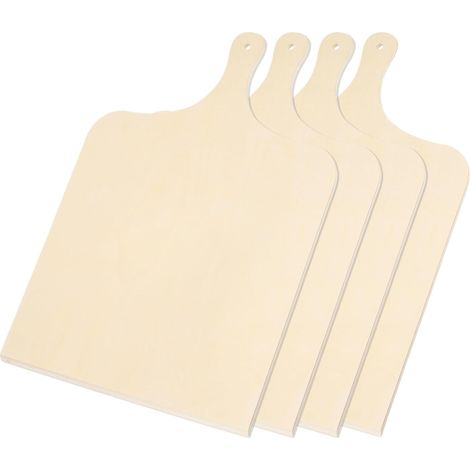 Planche à Pizza en Bois 50 x 32 x 0.7 cm, Pelle à Pizza en Bouleau, Ustensiles de Cuisine avec Manche pour Disposer les Pizzas (Lot de 4, XL) (1/5)