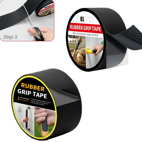 2er-Pack PU-Antirutschband, 5 cm x 500 cm, Schwarz, Ultradünn, Starker Antirutschkleber, Geeignet für Griffe, Wasserdicht.
