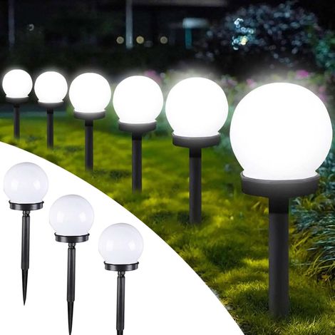 Lampes Exterieure Solaires De Jardin Au Sol,Lumière Solaire De Jardin,Exterieure Étanche Lumiere,Éclairage Extérieur De Lumière De Piquet-Lot De 3 ，Blanc Neutre   [Classe Énergétique E]