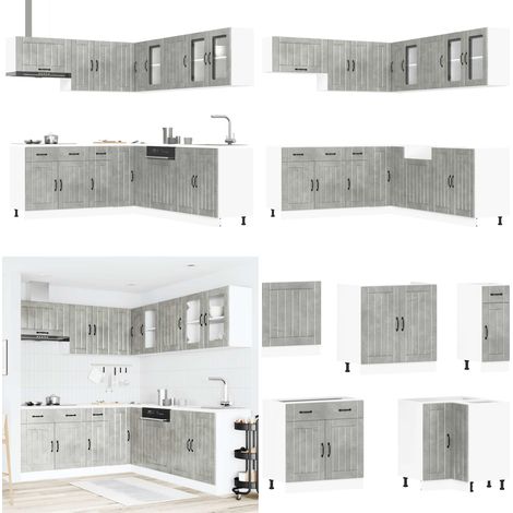 vidaXL 11-tlg. Küchenschrank-Set Lucca Betongrau Holzwerkstoff (1/5)
