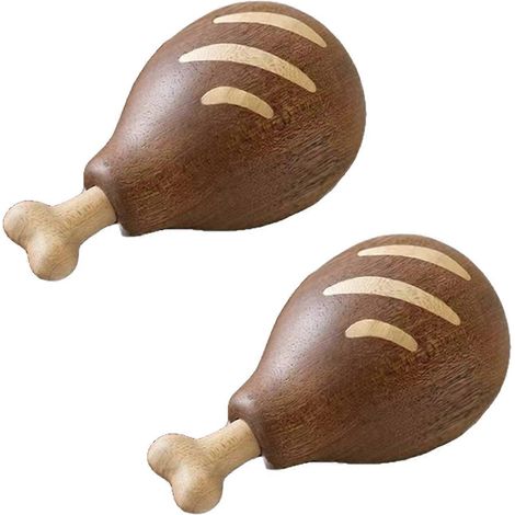 Lot de deux ouvre-bouteilles à manche en bois, en forme de cuisse de poulet, avec rabats métalliques, adaptés à la restauration, au rangement des étagères et aux fêtes. (1/5)