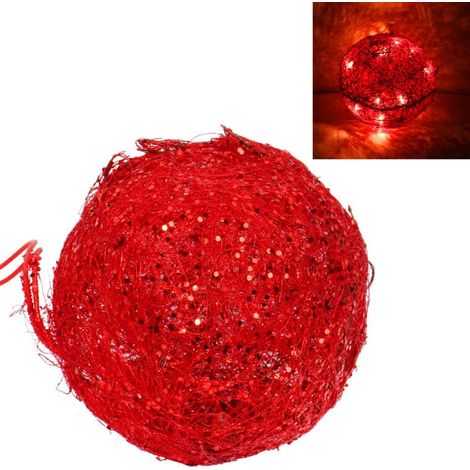 Sfera luminosa da appendere, realizzata in sisal rosso, 15 cm (1/2)