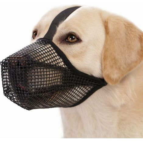 Große Hundemaske, schwarz, atmungsaktives Netzgewebe, passt für 50-75 kg, verhindert Kleckern beim Fressen-Kompatibles Produkt