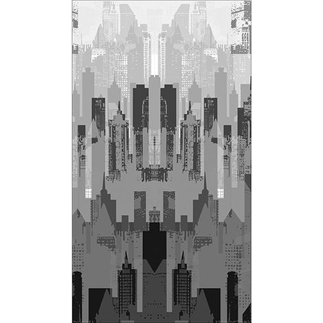 Sticker réfrigérateur et lave vaisselle, horizon urbain architecture moderne ville lumière déco, 180 cm X 100 cm (1/4)