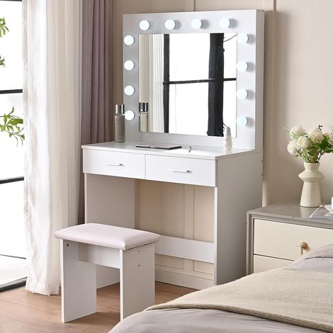 Toeletta Trucco Ofelia con Specchio e Sgabello 12 Led Freddo Caldo Specchiera (1/5)