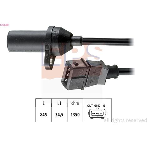 Capteur d'angle, vilebrequin EPS 1.953.381 FIAT 46778331 55189514