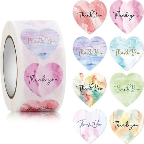 Bardusch Lot de 500 étiquettes autocollantes en forme de cœur 25 mm pour enveloppes, cartes, mariage, Saint-Valentin (1/5)