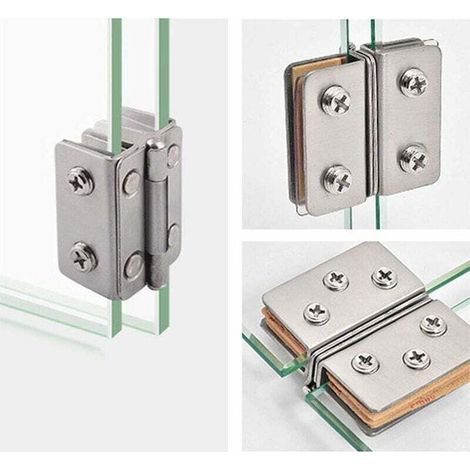 4-piece stainless steel glass door hinges, 180° opening angle, for 5-8mm thick glass (1/4)