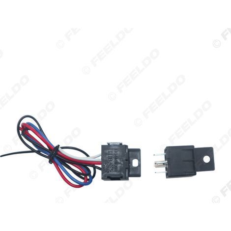 Relais automobile 4 broches 12 V/24 V CC 40 A + câble connecteur 4 broches - Kit relais d'alarme de voiture 4 broches