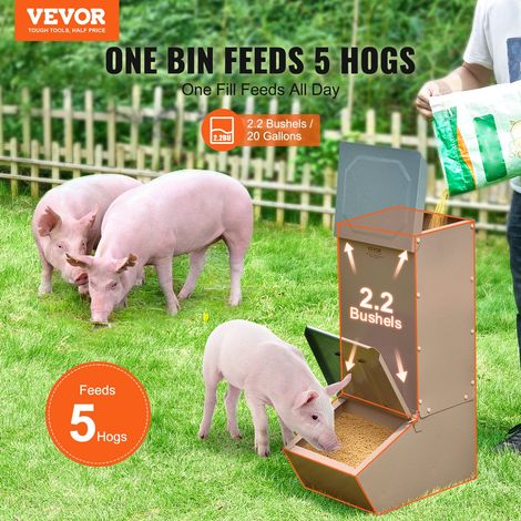Mangeoire pour porcs, capacité de 90,9 L, mangeoire pour porcelets à porte unique, en acier galvanisé, distributeur de nourriture p… (1/5)