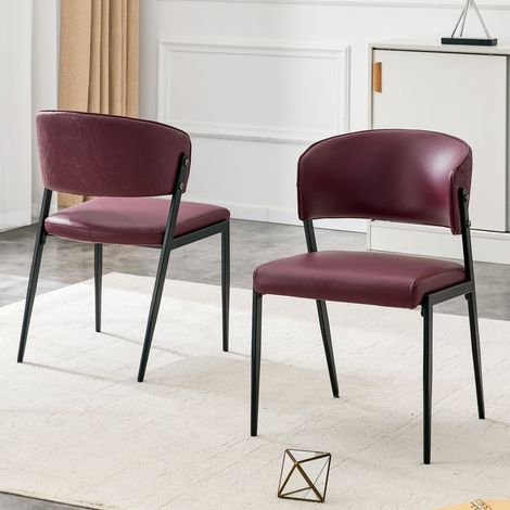 Ensemble de 2 chaises de salle à manger, style moderne, rembourrées, avec structure en métal, dossier ergonomique et assise en similicuir. Idéales pour la salle à manger, le salon ou la cuisine. Chais (1/5)