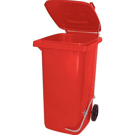 BRB 120 Liter Mülltonne/Müllgroßbehälter, mit Fußpedal für handfreie Bedienung (rot)