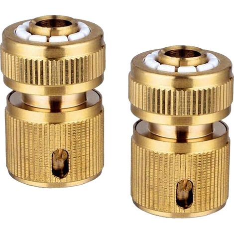 Laiton Raccord d'arrosage Rapides pour Tuyau, Raccord d'Arrosage 13 mm (1/2'') et 15 mm (5/8") - Pack de 2