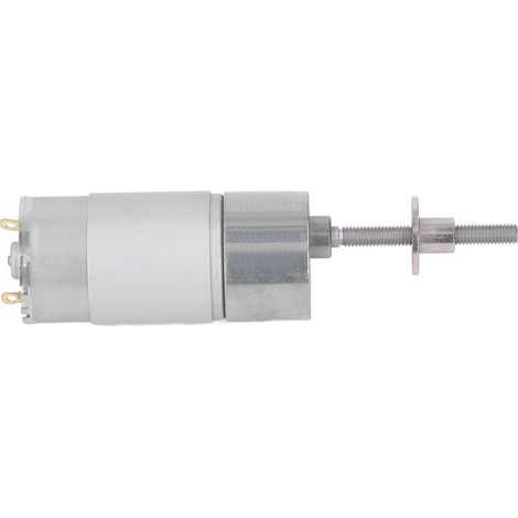 Moteur à engrenages à vis sans fin autobloquant 12V DC, arbre rotatif fileté M6 avec bride, réducteur de vitesse 12 tr/min, moteur électrique compact pour automatismes et portails. (1/5)