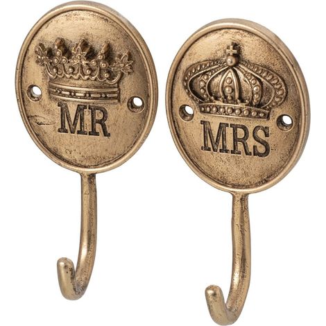Attaccapanni Mr & Mrs Peltro Oro Assortimento Di 2 12.5 cm Peraga Christmas