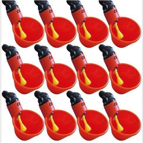 Breuvoir de Poulet, 12 PCS Automatique pour poulailler Distributeurs d'eau Automatique pour Poulet Canard Volaille Eau Potable Tasses Abreuvoir Mangeoire pour Bétail Poule (1/4)