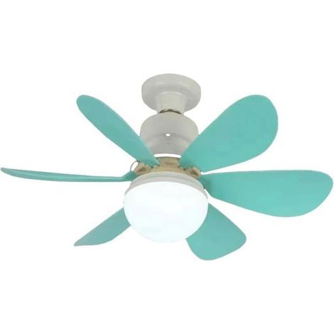 BelleRise – LED-Deckenventilator mit Fernbedienung – 3 Geschwindigkeitsstufen, 3 Farben, dimmbar – für Schlafzimmer und Wohnzimmer – Hellblau (1/5)