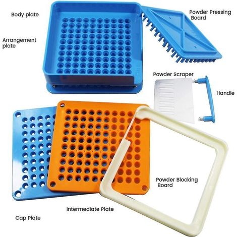 Capsule filling tray – 100 slots, food-grade stainless steel, compatible with standard machines