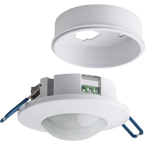Detector de movimiento para interiores, empotrable o de superficie, programable, sensor infrarrojo, 8 m / 360°, apto para LED, máx. 1200 W/600 W
