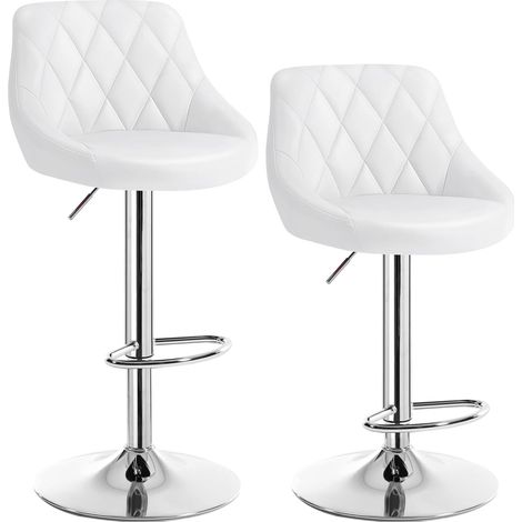 WOLTU 2 pcs bar stools chairs Breakfast Dining stools chairs for Kitchen Adjustable White (1/5)