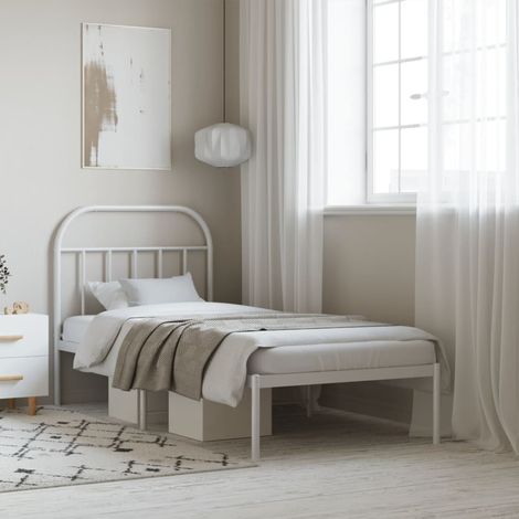 vidaXL Giroletto con Testiera Metallo Bianco 90x200 cm