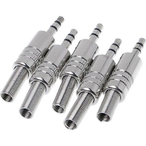 5 Stück Metall 3,5 mm 2-Ring 3P Stereo-Klinkenstecker-Kabel-Lötadapter-Anschluss für w (1/5)
