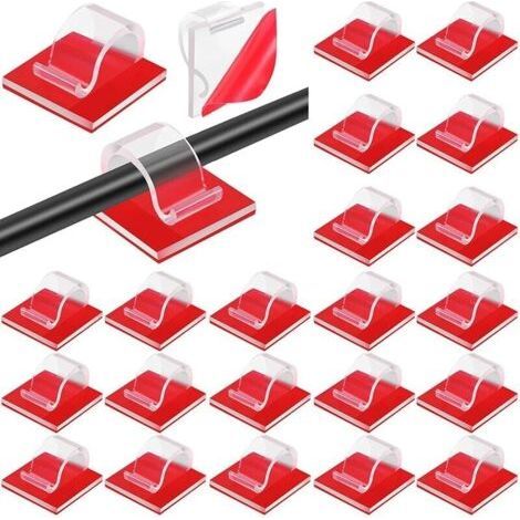 60 Pcs Lights Cable Clips Mini Self-Adhesive Cable Clips Light Hooks Wire Cable Organizer Clips Outdoor Adhesive Wire Management Holder (Transparent, Medium) (1/5)