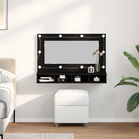 Armoire de toilette miroir avec LED, bois d’ingénierie, chêne noir, 90 x 31,5 x 62 cm - PANGIVO (1/5)