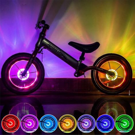 Luz LED impermeable para radios de bicicleta - 7 colores y 18 modos - Recargable - Segura y elegante para ciclistas nocturnos (1/5)
