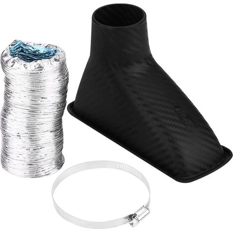 Turbine d'air universelle pour véhicule - Kit d'entrée d'air turbo avec entonnoir rectangulaire ABS imitation fibre de carbone (1/5)