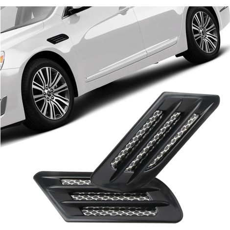 Adesivo per presa d'aria laterale per auto da 2 pezzi, copertura del foro di sfiato della griglia di aspirazione dell'aria, adesivo decorativo universale per auto (nero)