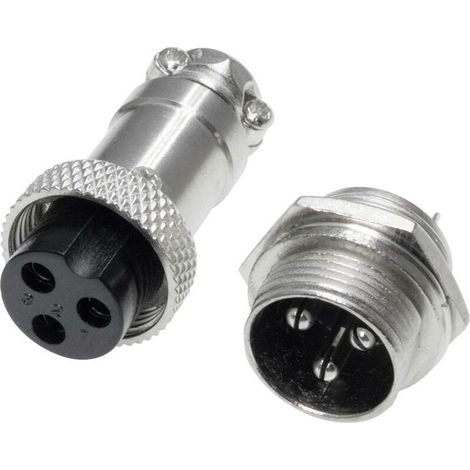 Pollin 453552 Connecteur rond embase femelle, male Nombre total de ples: 3 1 set D733472 (1/4)