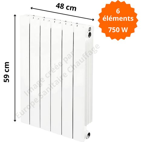 Radiateur aluminium vertical H.59 x 48 cm VIP 500 Deville 750 W
