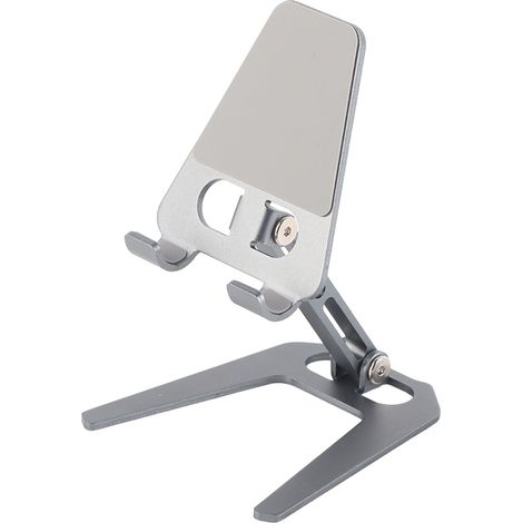 Support téléphone en alliage d'aluminium pliable réglable antidérapant, support de bureau argenté pour maison, dortoir, bureau (1/5)